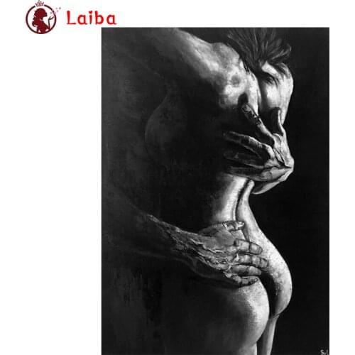 Diamond Embroidery Modern black and white art sexy romantic couple love Full Diamond Mosaic Art Painting Cross Stitch Wall Decor