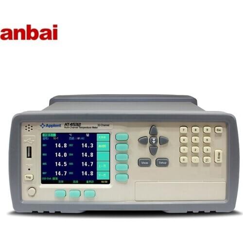 AT4532 Multi-Channel Temperature Meter RS-232C And USB Slaver Interface Industrial Temperature Data Logger LCD Display