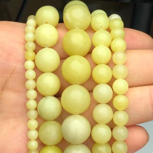 Natural Lemon Yellow Jades Stone Beaded Round Loose Spacer Beads For Jewelry Making Handmade DIY Bracelet Accessories 1 Strand