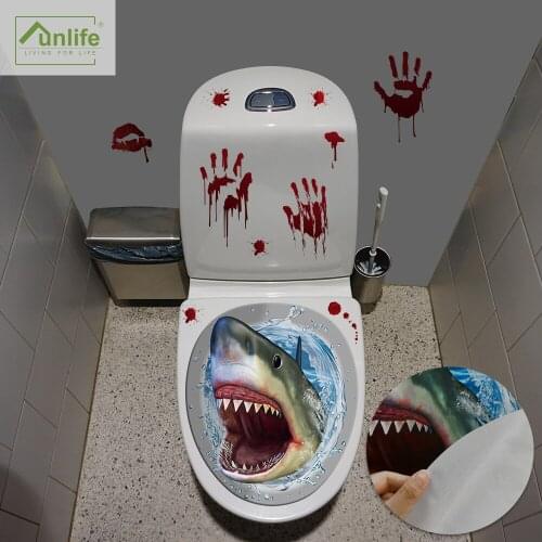 Funlife® Great White Shark Bathroom Decor Toilet Stickers Removable Toilet Seat Stickers Self-Adhesive Wall Decal Wall Stickers
