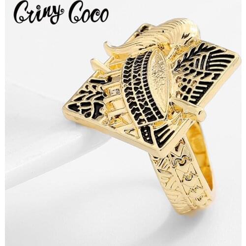 Cring Coco Hawaiian Drum Rings for Women 2020 New Arrivals Gold Color Jewelry Classic Bohemia Alloy Statement Wedding Party Ring