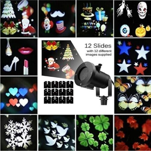 Halloween Christmas Decorative Projector Light Laser Led Christmas Holiday Lights Waterproof 12 Slides For New Year Xmas Party
