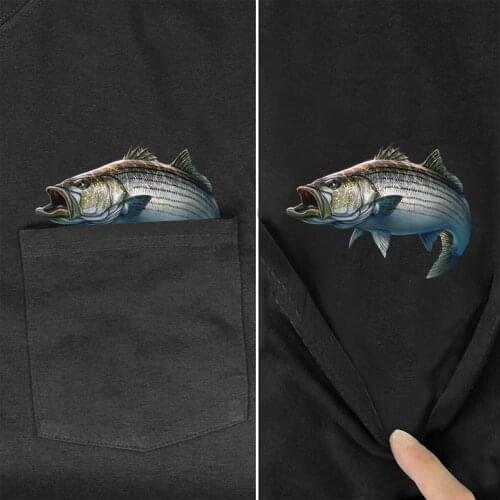 CLOOCL Stripper Fishing Pocket Cotton T-Shirt Fashion Printed Men Tee Shirt Summer Unisex Funny Black Pure Cotton Harajuku Tops