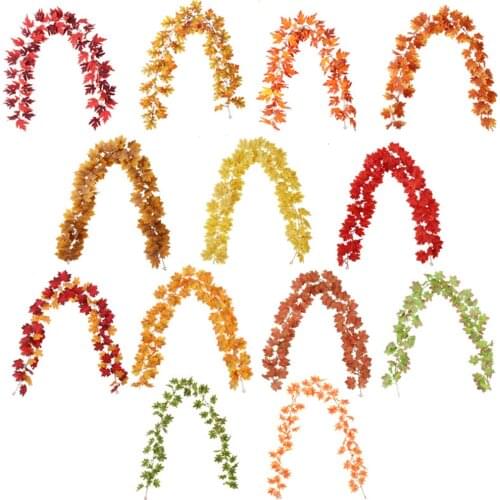 175cm Artificial Maple Leaf Home Autumn Decoration Leaves Garland Vine Fake Foliage String Thanksgiving Christmas Garden Decor