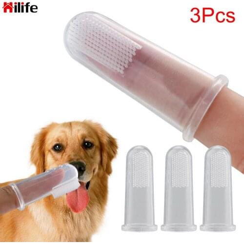 3 Pieces Dogs Cats Clean Teeth Tools Dog Toothbrush Pet Finger Toothbrush Soft Silicone Pet Supplies