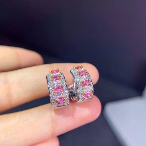 Korean Earrings Luxury Pink Topaz Stone Women Earrings Jewelry New Fashion Earrings