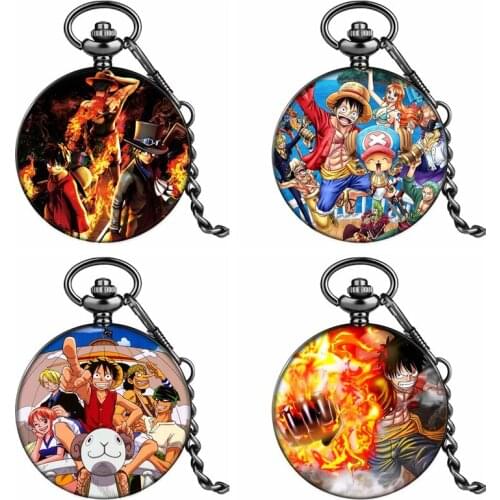 Creative Cartoon Anime Printing Watch Children Quartz Pocket Watch Simple Chain Clock Collectibles Gifts for Kids Friends Fans