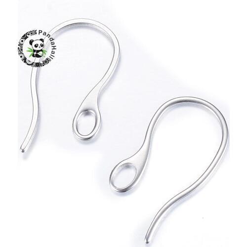 100pcs 304 Stainless Steel Earring Hooks for Earring Jewelry Making Findings Accessories 21.5x11x1mm Hole: 2x3.5mm