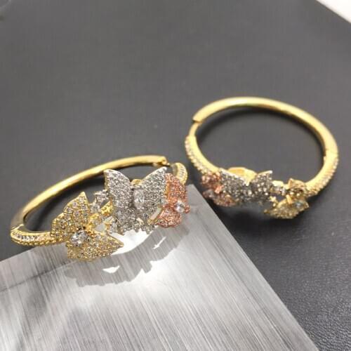 Lanyika Fashion Jewelry Delicate Butterfly Lovely Big Ear Loops Micro Plated Wedding Engagement Earrings Bridal Daily Best Gift