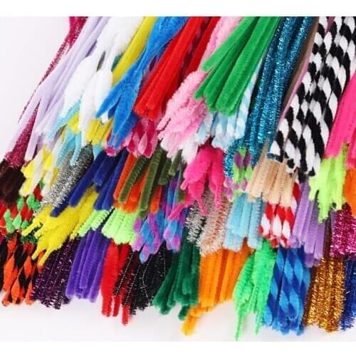Lucia Crafts 50/100pcs Chenille Stems Pipe Cleaners Childrens Educational Toys Plush Stick DIY Art Craft L0209