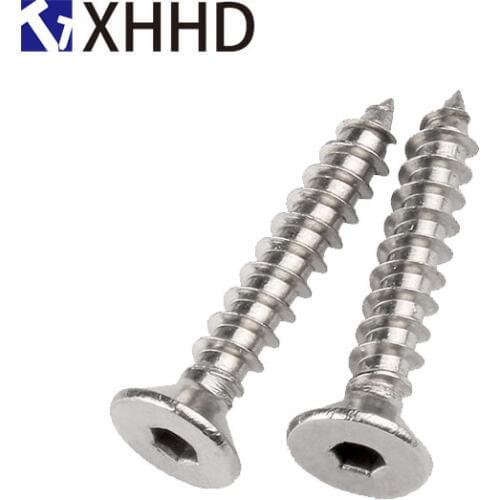 M3 M4 M5 Hex Flat Head Self Tapping Screw Phillips Hexagon Countersunk Bolt Iron Steel Nickel Plated