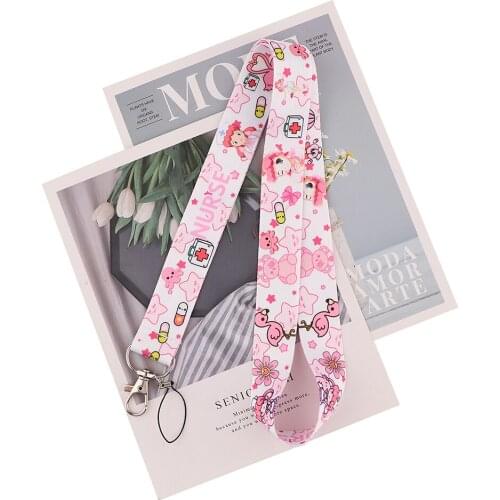 Ransitute R2217 Pink Medical Nurse Bird Cartoon Lanyard Badge ID Lanyards Mobile Phone Rope Key Lanyard Neck Straps Accessories