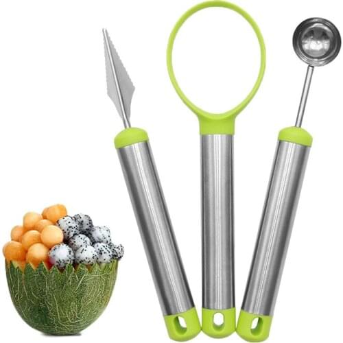 3pcs A Set Fruit Picking Picker Tool Fruit And Vegetable Tool Kitchen Gadget Carving Stainless Steel Food Grade Knife Spoon Home