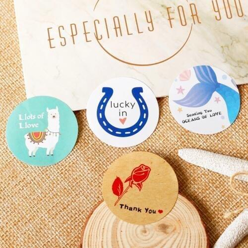 Thank You Seal Sticker Unicorn Llama Mermaid Wedding Party Favor Bags Handmade Deco Paper Point Stickers Packaging Label 108pcs