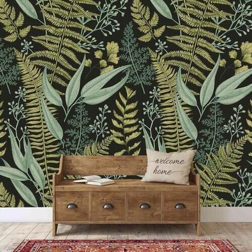 Custom 3D Mural Wallpaper For Bedroom Walls Home Decor Tropical Fern Plant Green Leaves Living Room Kitchen Waterproof Wallpaper