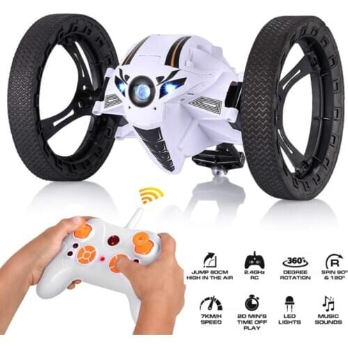 2020 NEW 2.4G HZ RC Car Remote Control Bounce Car 360° Tumbling Rotation With LED Night Light kids Toys Gift Stunt Car