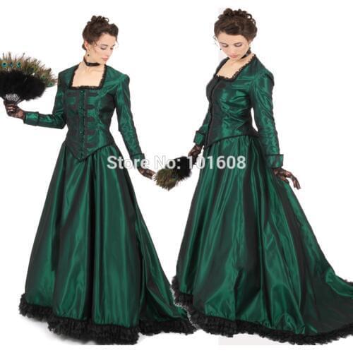 New Arrival!Retro Green Taffeta Vintage Costumes Victorian dresses Civil War Gown historical dresses Retro regency dress HL-108