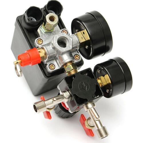 95-125PSI Air Compressor Pressure Switch Control Valve Manifold Regulator Gauges 20A 240V W/ Gauges Relief Pneumatic Parts