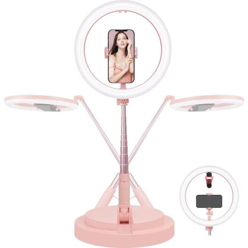 Foldable 12" Dimmable LED Selfie Ring Light with Stand+Phone Holder, Circle Lamp Desktop Lighting for Makeup Youtube TikTok Vlog