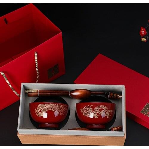 Wedding Gifts Hi Bowl Set Gift Boxed Upscale Send Girlfriend Friends Gift Wedding Pair Bowl Chopsticks Wedding Supplies
