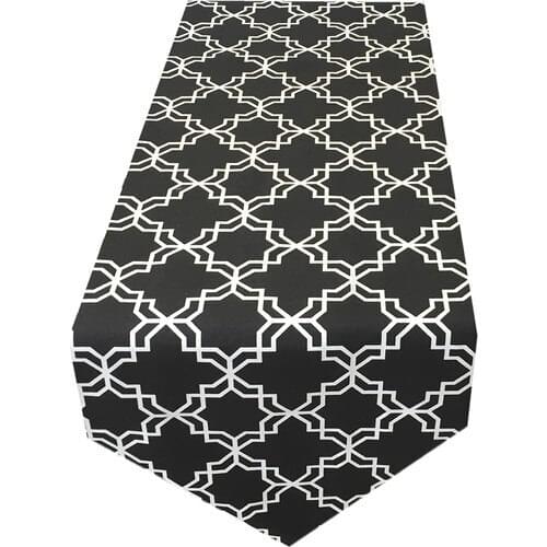 Zeren Home Black Chain Pattern Stain resistant Triangle Runner 100x25 cm
