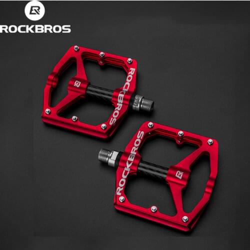ROCKBROS Bike Pedal Aluminum Alloy Non-slip High Strength Carbon Fiber Seal Bearing Widened Dustproof Pedal Bicycle Accessories