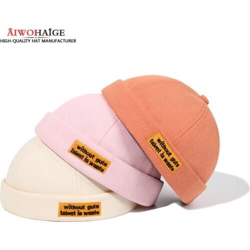 Knitted Hats Beanie Hat Skullcap Men Melon Docker Retro Winter Baggy Women for Brimless Cotton Hats Sailor Cap Rolled Cuff 2021