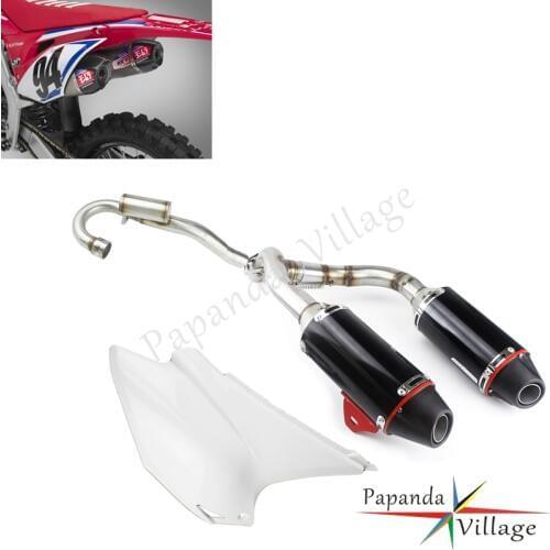 Off Road Complete Full System Exhaust Pipe Dual Twin Tail Muffler Silencer for Honda CRF230F CRF150F 2003-2016 W/ Side Panel