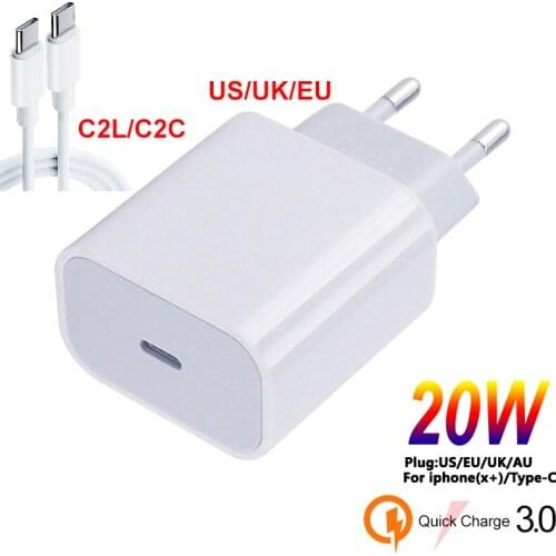 20W Type C Charger EU Adapter Fast Charging Phone Charge For iPhone 12 11 X Xs Xr 7 AirPods iPad Huawei Xiaomi LG Samsung