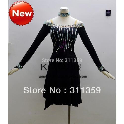 KAKA-L130419,Women Latin Dance Wear,Girls Salsa Competition Dress Ladys Tango Samba Rumba Chacha Dance Dress,Dance Dress Latin
