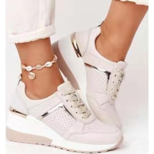 Ladies Spring Wedges Shoes Ladies Height Heel Lace Up Casual Shoes Platform Comfort Walking Ladies Shoes