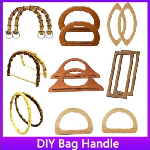 1Pair Nature Wooden Bag Handle Replacement Diy Handbag Tote Handles O Bag Handles Purse Bags Accessories Bamboo Imitation Handle