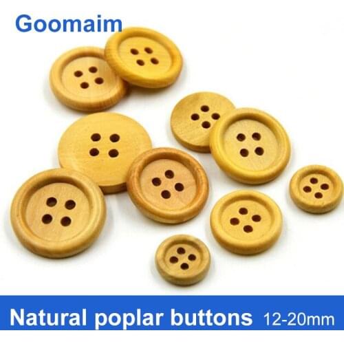 100pcs fashion natural color Poplar wood buttons for jeans round sewing overcoat buttons for clothing Handmade material button