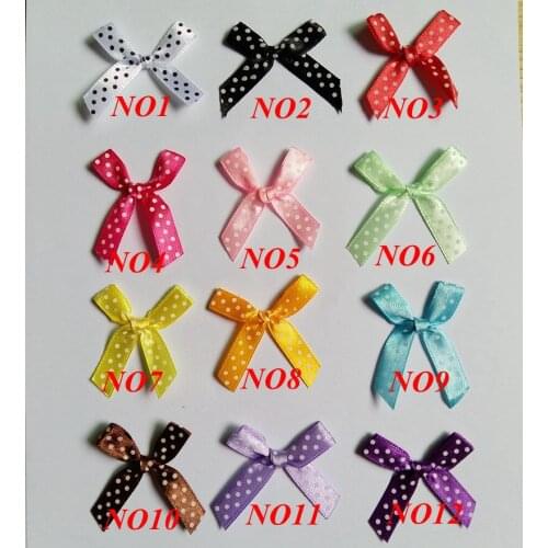 300 pcs/Lot Factory Handmade Children Clothes Accessories polka dot Satin Ribbon Bow Wedding Scrapbooking Embellishment Crafts