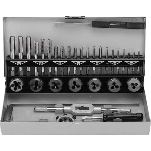 32pcs Portable Tap Die Set High Hardness Tap Die Wrench Alloy Steel Car Repair Hand Tools Kit