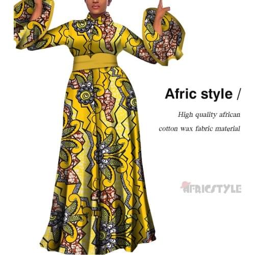 2020 Vestidos africanos para mujeres estampado drapeado vestidos largos rectos Bain Riche africano Ankara vestidos chal WY5483