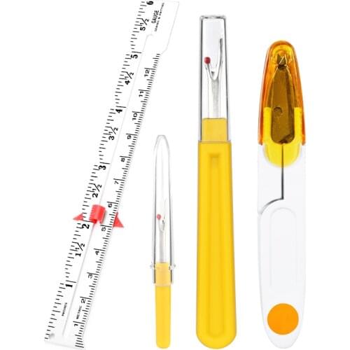 Nonvor Aluminum Patchwork Ruler Cross Stitch Tailor Scissor Thread Cutter Seam Ripper Sewing Measuring Tool Accessories Home Use