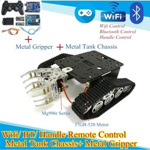 Wireless Remote Control T300 Metal Tank Chassis With Gripper Aluminum Alloy Frame Tracked Robot Tank Chassis With Claw DIY Set