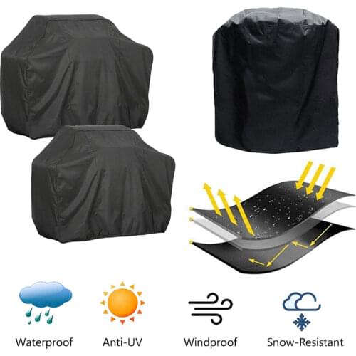 BBQ Grill Cover Waterproof barbecue cover Anti Sun Rain barbecue protection cover for Weber Round Rectangle Bbq Accessories