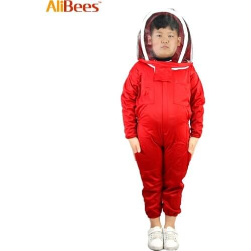 Child Beekeeping Clothing Anti-bee Suit Hat Beekeeping Tool Red Conjoined Spacesuits Beekeeper Costum Kids Apiculture Essential