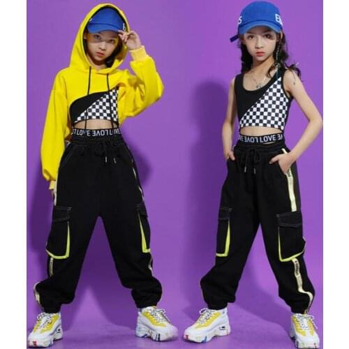 Kids Hip Hop Clothing Outfits Girls Crop Tops Tactical Cargo Pants Kids Jazz Dance Costumes Dancing Clothes performance Outfits