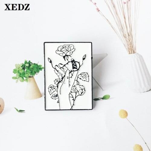 Barbed rose injured hand enamel pin band-aid for women brooch romantic jewelry illustration style shirt badge gift to friends