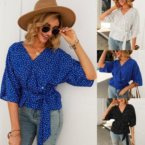 European and American fashion womens autumn and winter new polka dot shirt
