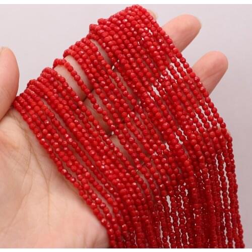 Hot sale coral beaded red faceted round small beads handmade crafts DIY necklace bracelet jewelry for girlfriend gift making