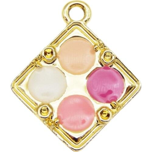 Julie Wang 4pcs Zinc Alloy Blusher Eye Shadow Box Design Charms Gold Tone For Jewelry Pendant Making Accessories 24*20mm