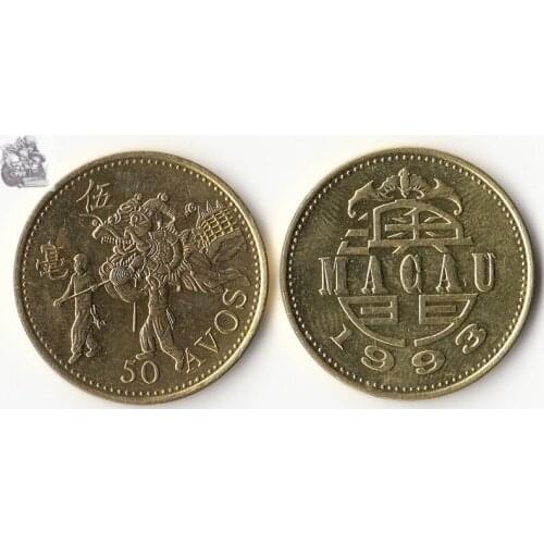Macau 5 Avos 1993 edition Coins Asia New Original Coin Unc Collectible Edition Real Rare Commemorative Random Year