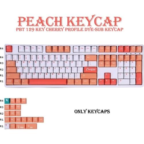 PBT Keycap 129 Key Cherry Profile DYE-SUB Personalized Peach Keycaps For Mechanical Keyboard Anne Pro 2/GK61