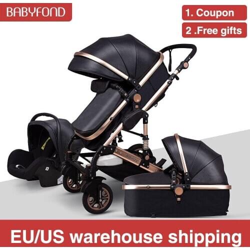 Babyfond High Landscape Stroller 3 in 1 Baby Stroller Two Way Light Folding Shock Absorber Newborn Baby Pram Can Sit Reclining