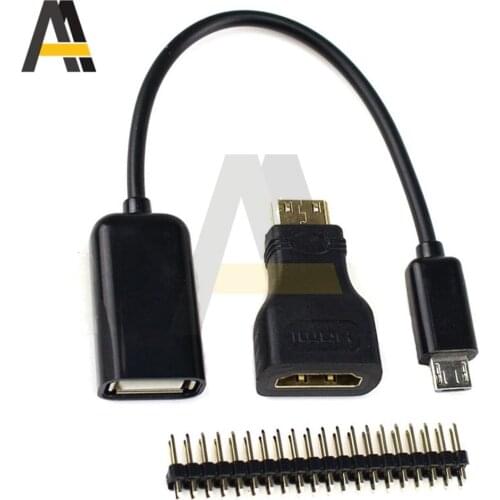 3 In 1 for Raspberry Pi Zero Adapter Kit HDMI to HDMI adapter+Micro USB to USB Female OTG Cable+20pin Male GPIO Header RRI 0