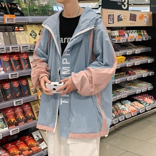 Men Fashion Patchwork Thin Jacket Letter Print Sun Protection Clothing Summer Jackets Mens Casual Streetwear Outwear Coats 5XL-M